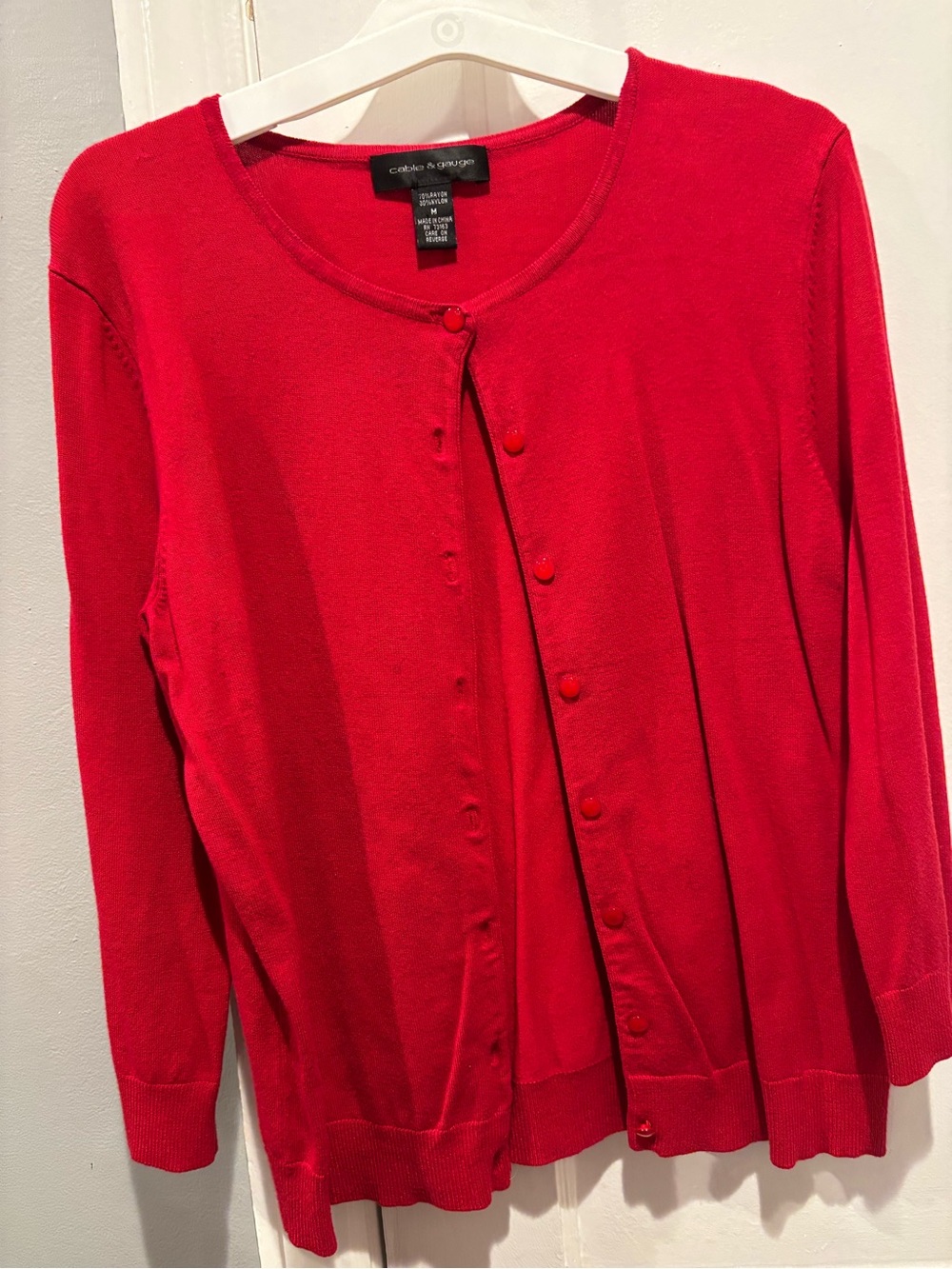 Cable & Gauge Classic Red Button-Front Cardigan